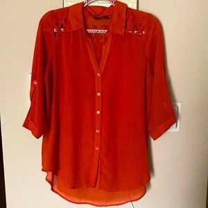 Orange Sheer Blouse